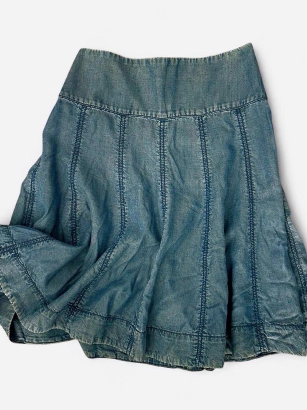 NEW XS Petite Maeve Anthropologie Denim Paneled Skater Skirt Above-Knee Length